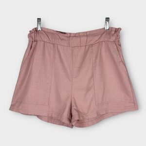 Mauve Linen Blend High Waist Shorts M Pink Paperbag Shorts EUC Loose Fit Baggy